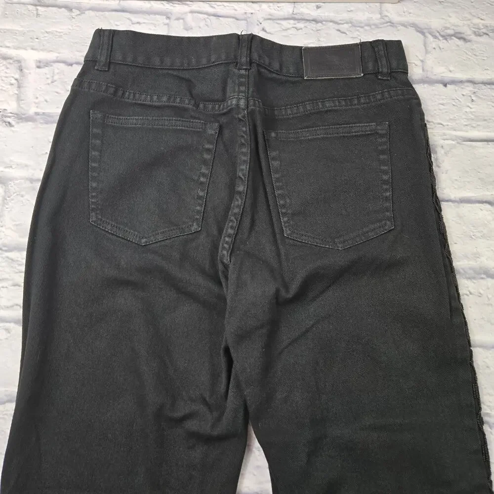 Lauren Jeans Co Beaded Jeans Black Southwestern Bootcut Ralph Lauren sz 4 Petite